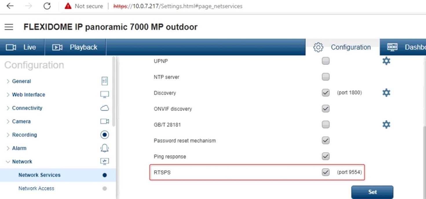 How can I configure Bosch cameras with SRTP encryption for VMS systems (streaming protocols and URLs).jpg