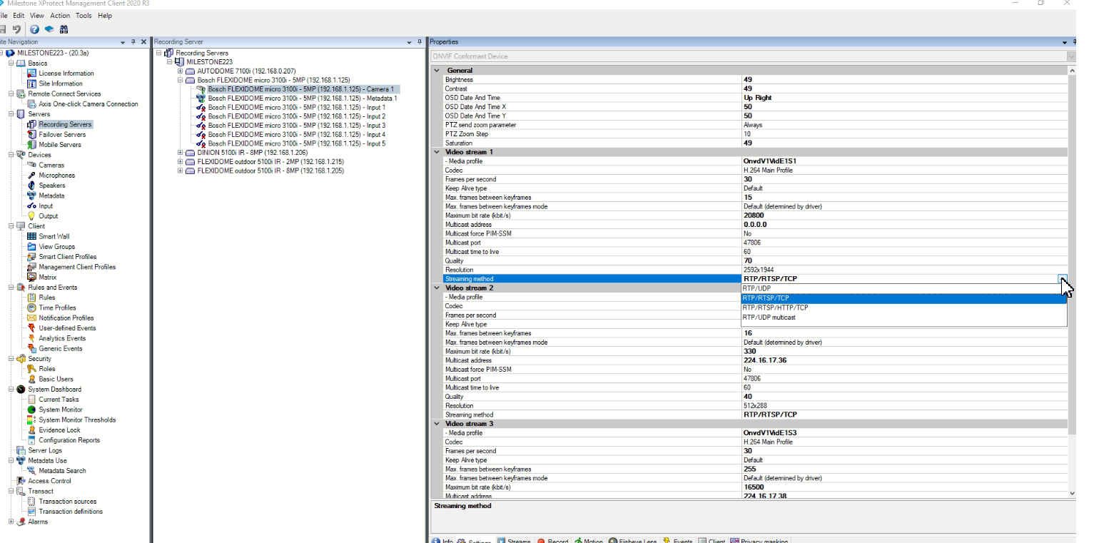 What are the basic checks for ONVIF driver to function for Bosch camera integrated with Husky and Milestone 1.png
