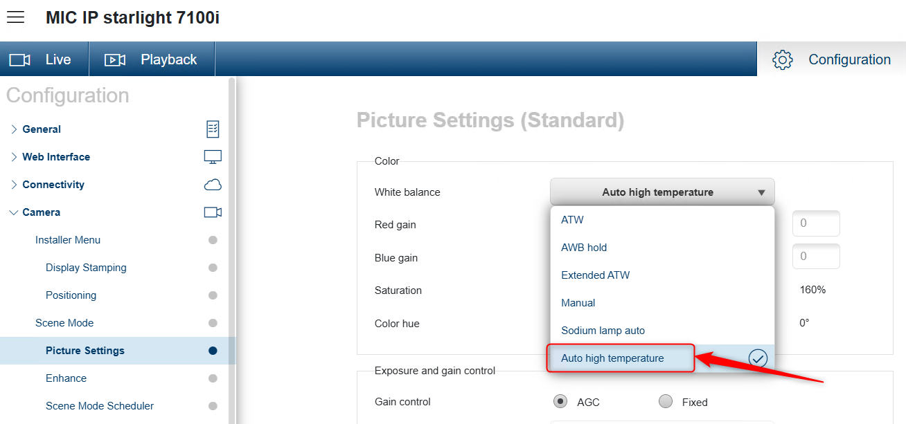 6 Why cannot I see the ‘Auto High Temperature’ option of White Balance mode of MIC IP Starlight 7100i camera.png