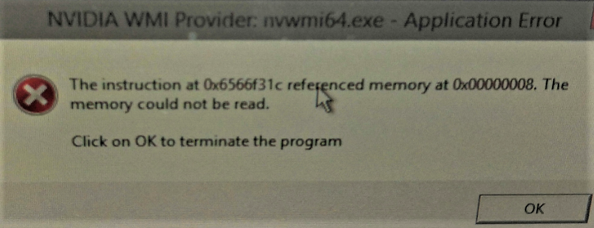 The instruction at 0x6566f31c referenced memory at 0x00000008. The memory could not be read..png